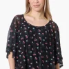 Limite Floral Sheer Poncho Blouse - Black