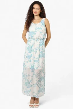 Limite Floral Sleeveless Tank Maxi Dress - White
