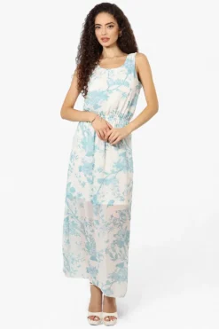 Limite Floral Sleeveless Tank Maxi Dress - White