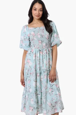 Limite Floral Smocked Day Dress - Mint