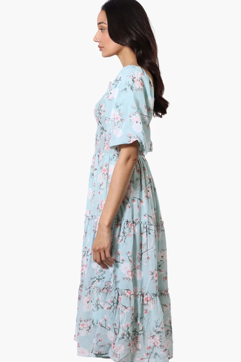 Limite Floral Smocked Day Dress - Mint