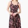 Limite Floral Smocked Waist Midi Dress - Black
