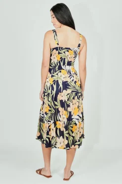 Limite Floral Smocked Waist Maxi Dress - Navy
