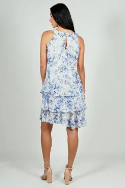Limite Floral Tiered Halter Neck Day Dress - White