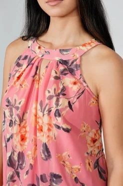 Limite Floral Tiered Halter Neck Day Dress - Pink