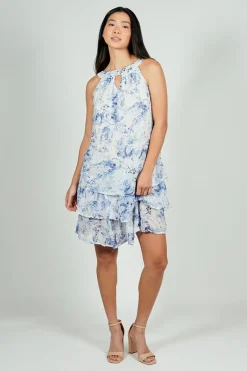 Limite Floral Tiered Halter Neck Day Dress - White