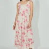Limite Floral Tiered Shoulder Tie Maxi Dress - Pink