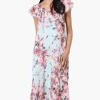 Limite Floral V-Neck Maxi Dress - Aqua