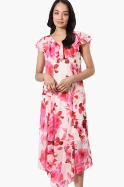 Limite Floral V-Neck Maxi Dress - Pink