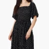 Limite Polka Dot Pattern Smocked Day Dress - Black