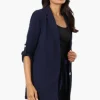 Limite Roll Up Sleeve 2 Button Blazer - Navy