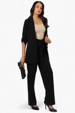 Limite Roll Up Sleeve 2 Button Blazer - Black