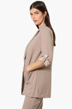 Limite Roll Up Sleeve 2 Button Blazer - Beige