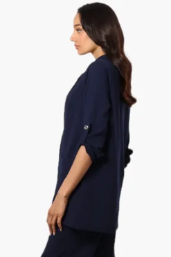 Limite Roll Up Sleeve 2 Button Blazer - Navy