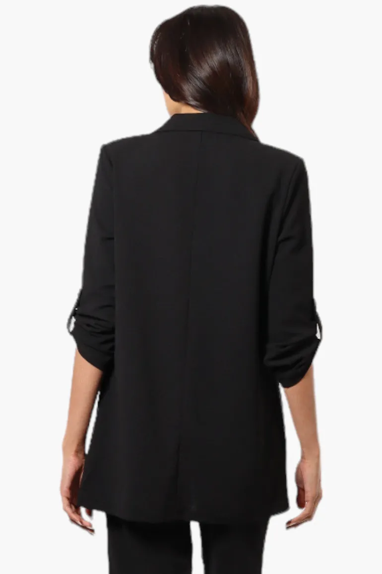 Limite Roll Up Sleeve 2 Button Blazer - Black