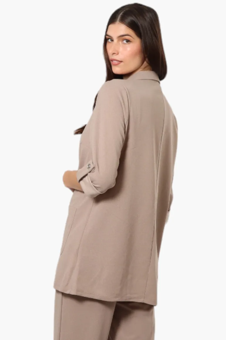 Limite Roll Up Sleeve 2 Button Blazer - Beige