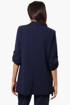 Limite Roll Up Sleeve 2 Button Blazer - Navy