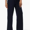 Limite Solid Belted Pants - Navy