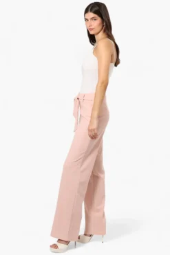 Limite Solid Belted Pants - Pink