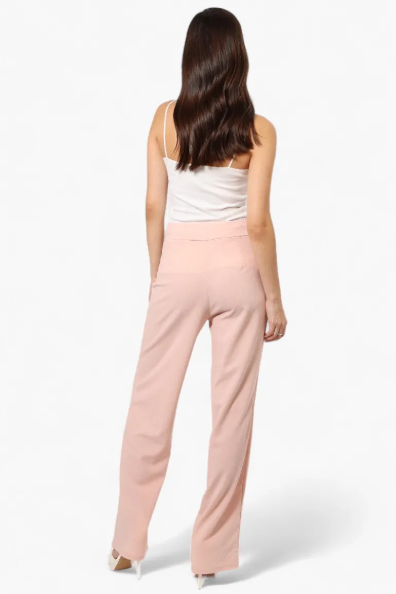 Limite Solid Belted Pants - Pink