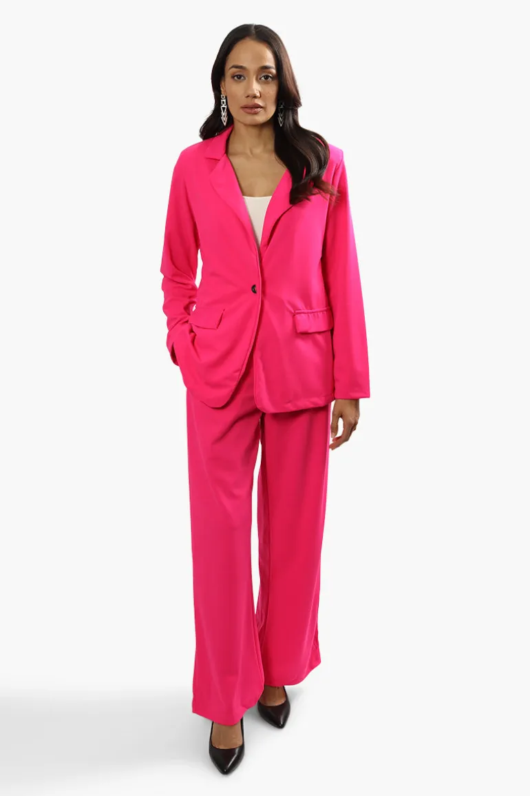 Limite Solid Single Button Blazer - Pink