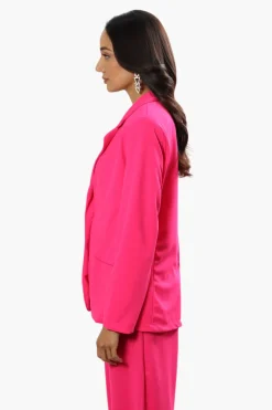 Limite Solid Single Button Blazer - Pink