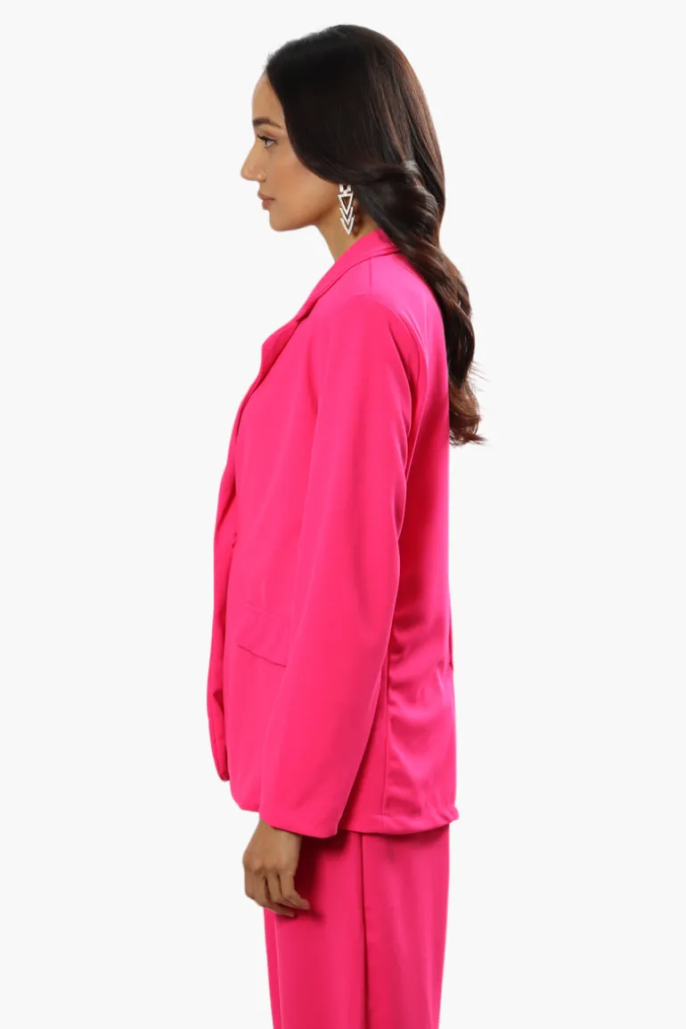 Limite Solid Single Button Blazer - Pink