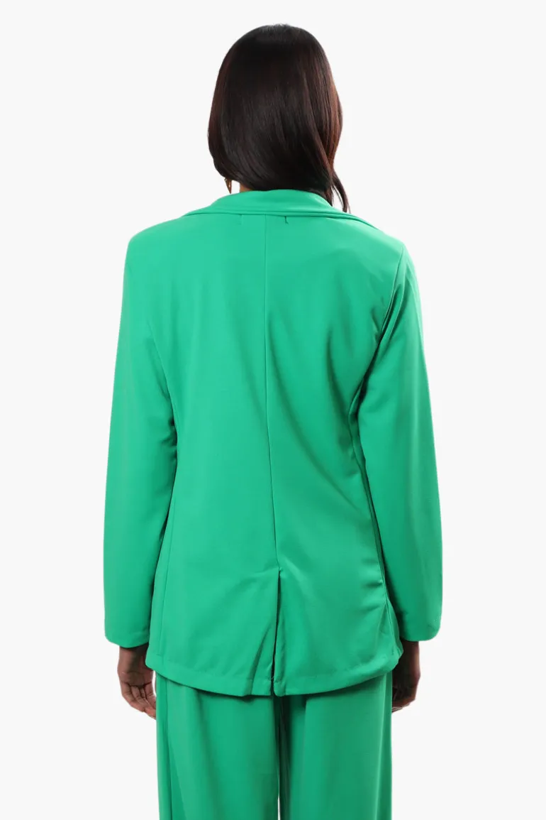 Limite Solid Single Button Blazer - Green