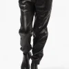 Limite Tie Waist Vegan Leather Jogger Pants - Black