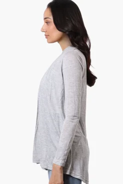 Magazine Long Sleeve Open Wrap Cardigan - Grey