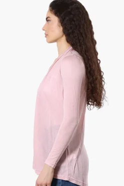 Magazine Long Sleeve Open Wrap Cardigan - Pink