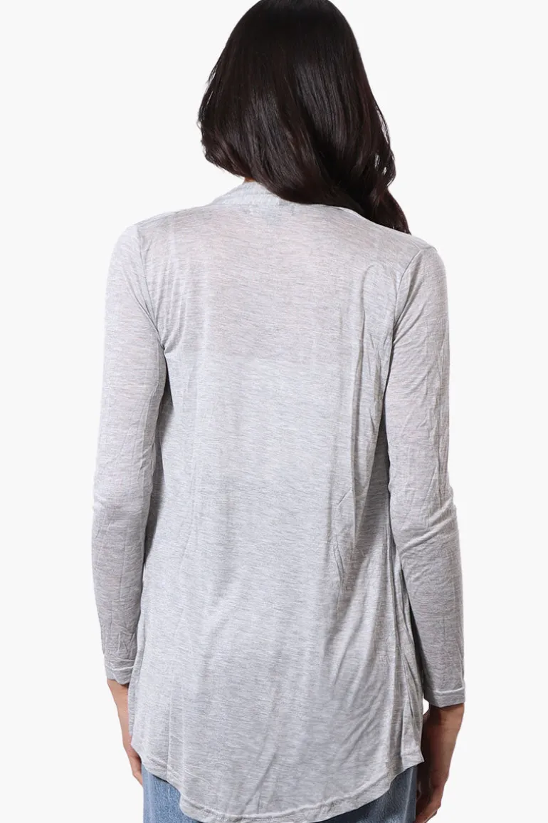 Magazine Long Sleeve Open Wrap Cardigan - Grey