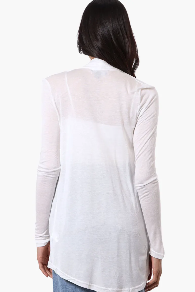 Magazine Long Sleeve Open Wrap Cardigan - White