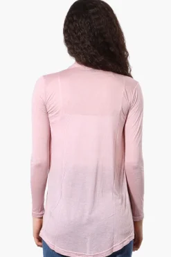 Magazine Long Sleeve Open Wrap Cardigan - Pink