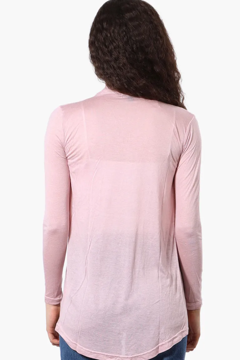 Magazine Long Sleeve Open Wrap Cardigan - Pink