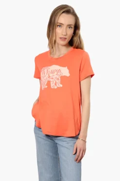 Magazine Mama Bear Printed High Low Tee - Orange