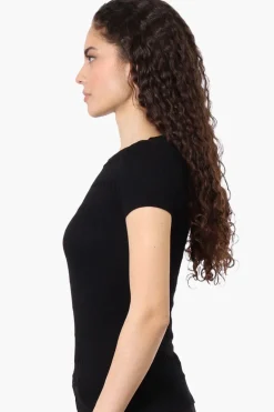 Magazine Ribbed Crew Neck Tee - Black