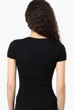 Magazine Ribbed Crew Neck Tee - Black