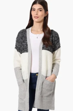 Majora 3 Stripe Open Wrap Cardigan - Black