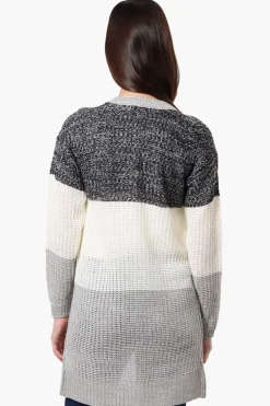 Majora 3 Stripe Open Wrap Cardigan - Black
