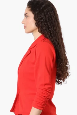 Majora Cinched Sleeve Single Button Blazer - Red