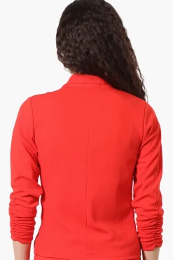 Majora Cinched Sleeve Single Button Blazer - Red