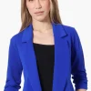 Majora Cropped 3/4 Sleeve Open Blazer - Blue