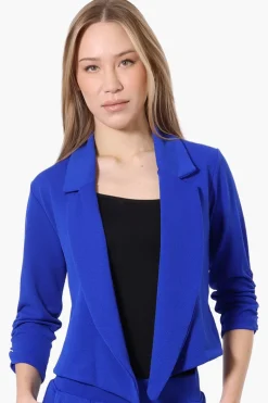Majora Cropped 3/4 Sleeve Open Blazer - Blue