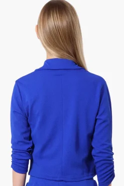 Majora Cropped 3/4 Sleeve Open Blazer - Blue