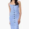 Majora Floral Button Down Midi Dress - Blue