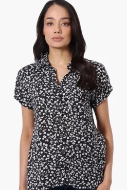 Majora Floral Button Down Shirt - Black