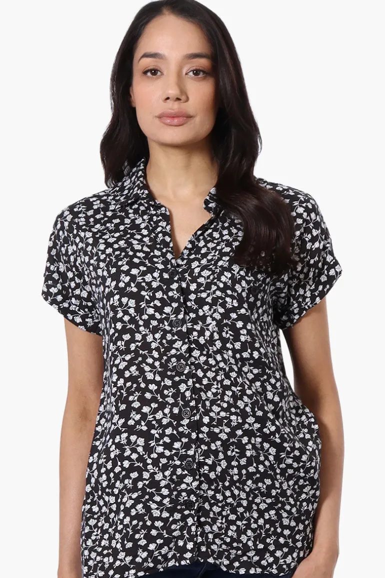 Majora Floral Button Down Shirt - Black