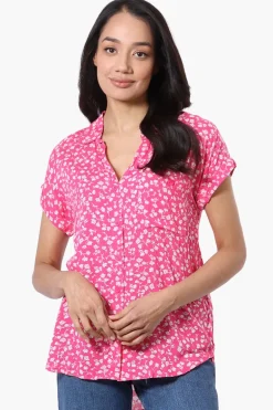 Majora Floral Button Down Shirt - Pink