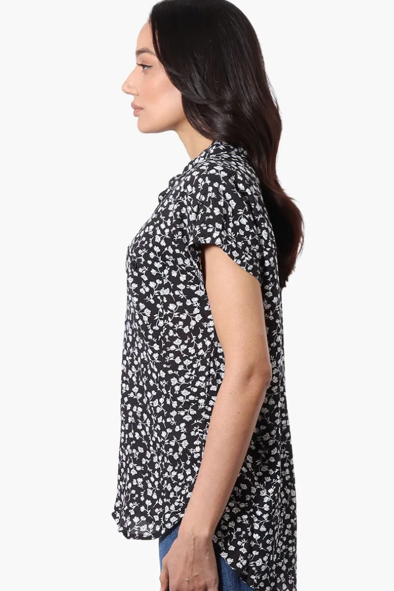 Majora Floral Button Down Shirt - Black